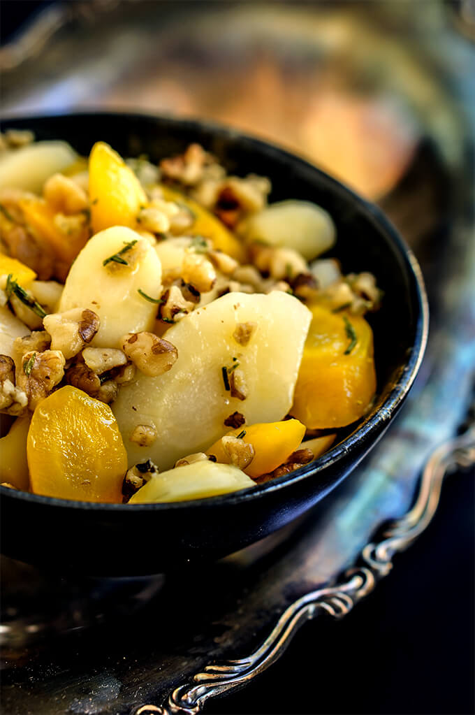  Parsnips with rosemary butter and walnuts