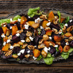 Roasted beets salad with caramelized garlic, toasted walnuts and goat cheese | www.viktoriastable.com