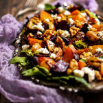 Roasted beets salad with caramelized garlic, toasted walnuts and goat cheese | www.viktoriastable.com