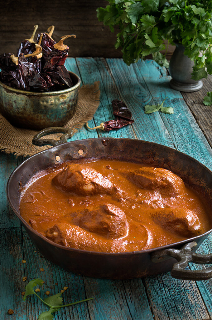 Chocolate hazelnut chicken mole - hints of dark chocolate and toasted nuts, touch of sweetness, and layer upon layer of complex flavors that blend into this sublime mole sauce, spooned over cooked chicken. | www.viktoriastable.com