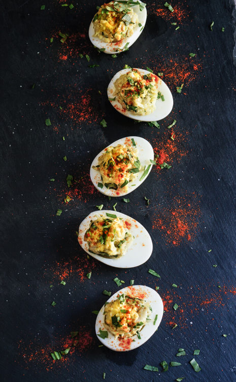 Crab deviled eggs - seasoned with fresh tarragon, and a touch of cayenne, these crab deviled eggs are elegant and simple, yet absolutely decadent - the perfect appetizer for a grand occasion or celebration. | www.viktoriastable.com