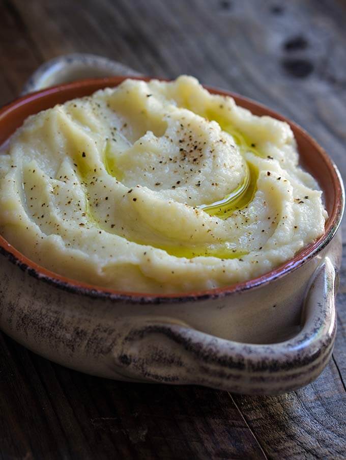 Truffled cauliflower puree with mushrooms and sage butter - creamy and delicious dish, infused with the earthly aroma of truffles and sage, and topped with an oozy egg. | www.viktoriastable.com