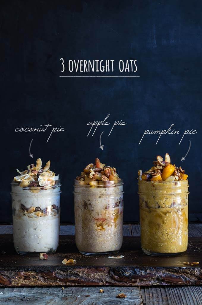 3 overnight pie oats - creamy and indulgent, these pie-inspired overnight oats taste like the season, and feel like a treat | www.viktoriastable.com