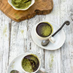 Matcha chocolate rice pudding - jade rice, cooked in creamy coconut milk, infused with greet tea powder, and topped with dark chocolate crust - delicious and elegant dessert. | www.viktoriastable.com