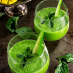 Skinny green smoothie - cucumber, lemon, and mint give this green smoothie a great fresh taste, mango makes it slightly sweet and creamy, and baby spinach provides all the green health benefits. | www.viktoriastable.com