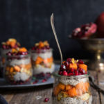 Maple cinnamon chia bowl - soft chia pudding, juicy persimmon and pomegranate, crunchy nuts - festive looking, and nutritios, this is the perfect seasonal breakfast. | www.viktoriastable.com