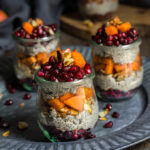 Maple cinnamon chia bowl - soft chia pudding, juicy persimmon and pomegranate, crunchy nuts - festive looking, and nutritios, this is the perfect seasonal breakfast. | www.viktoriastable.com