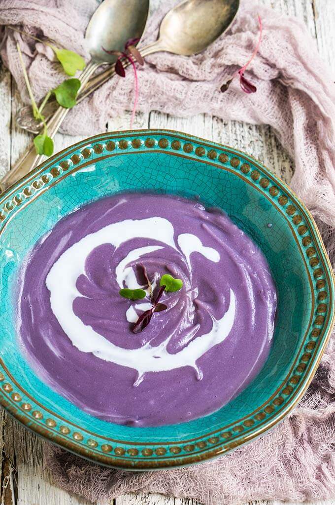 Smoky purple sweet potato soup