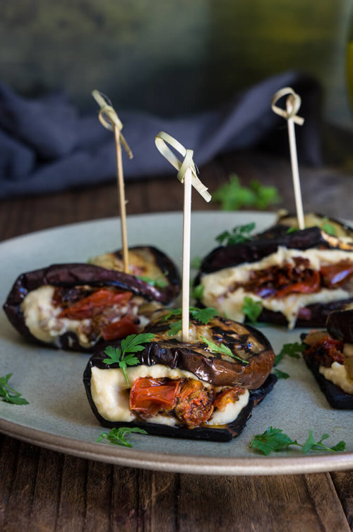 Eggplant hummus wraps with smoky tomato confit