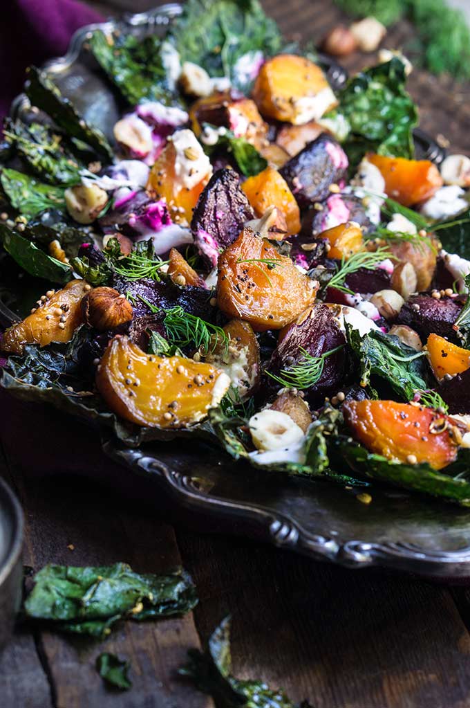 Roasted beets and kale salad with horseradish crema - Viktoria's Table